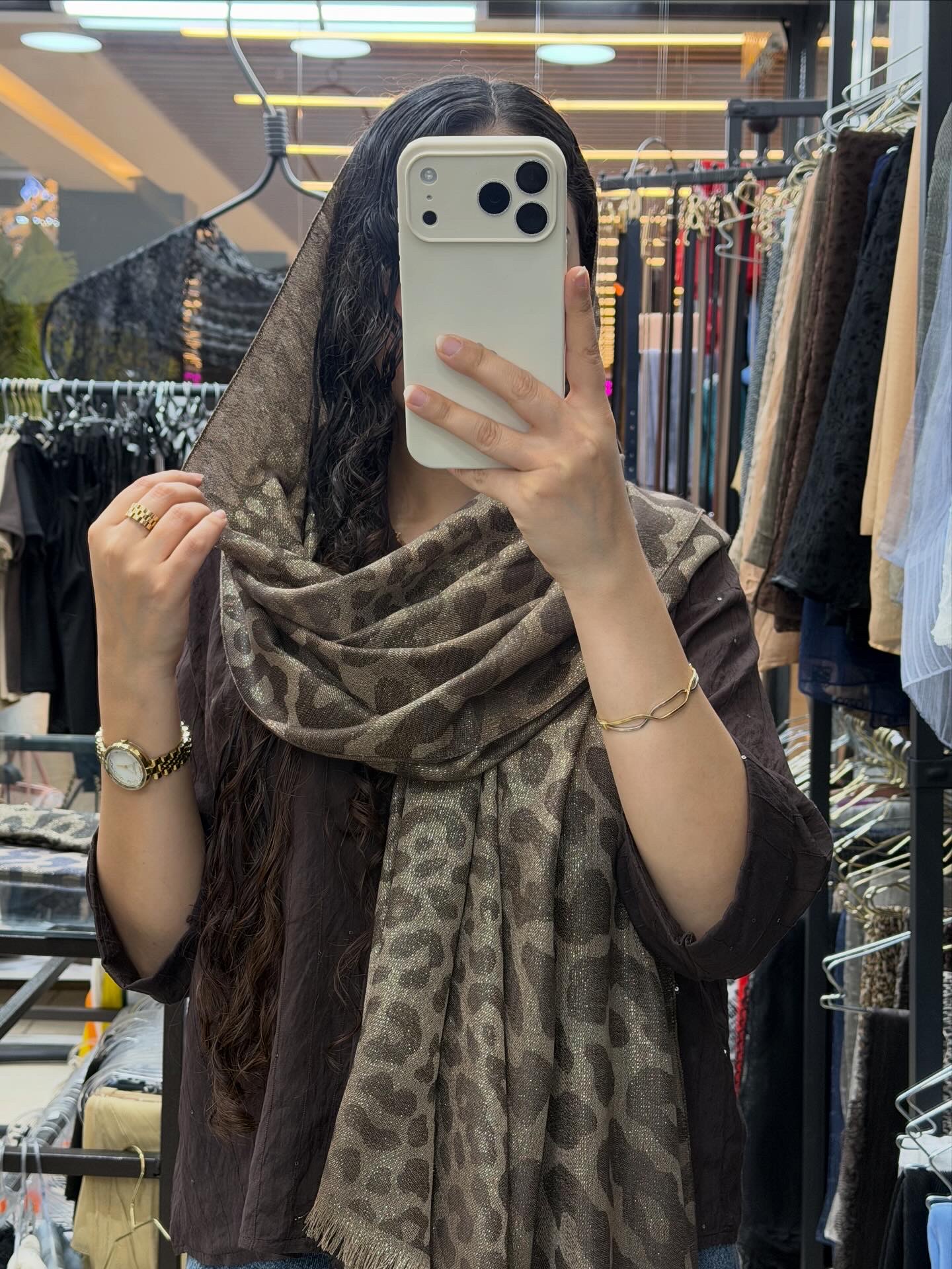 شال کشمیر نخ لمه پلنگی